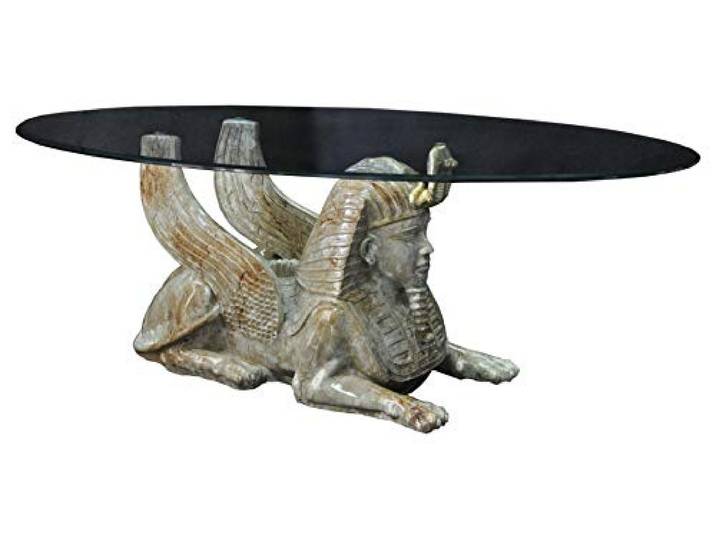 Antikes Wohndesign Ägyptischer Couchtisch Sphinx Marmor-Optik 120cmx60cm Höhe: 50cm