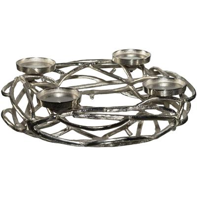 Adventsleuchter CREATIV HOME "Adventskranz für Blockkerzen oder große Teelichter", silber, H:11cm Ø:40cm, Kerzenhalter, im modernen Design