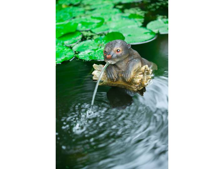 Wasserspeier UBBINK Otter , beige (natur), B:21cm H:19cm L:22cm, Polyresin, Wasserspeier, Wasserspeier, Schwimmt auf dem Wasser, BxLxH: 21x22x19 cm, ohne Schlauch und Pumpe