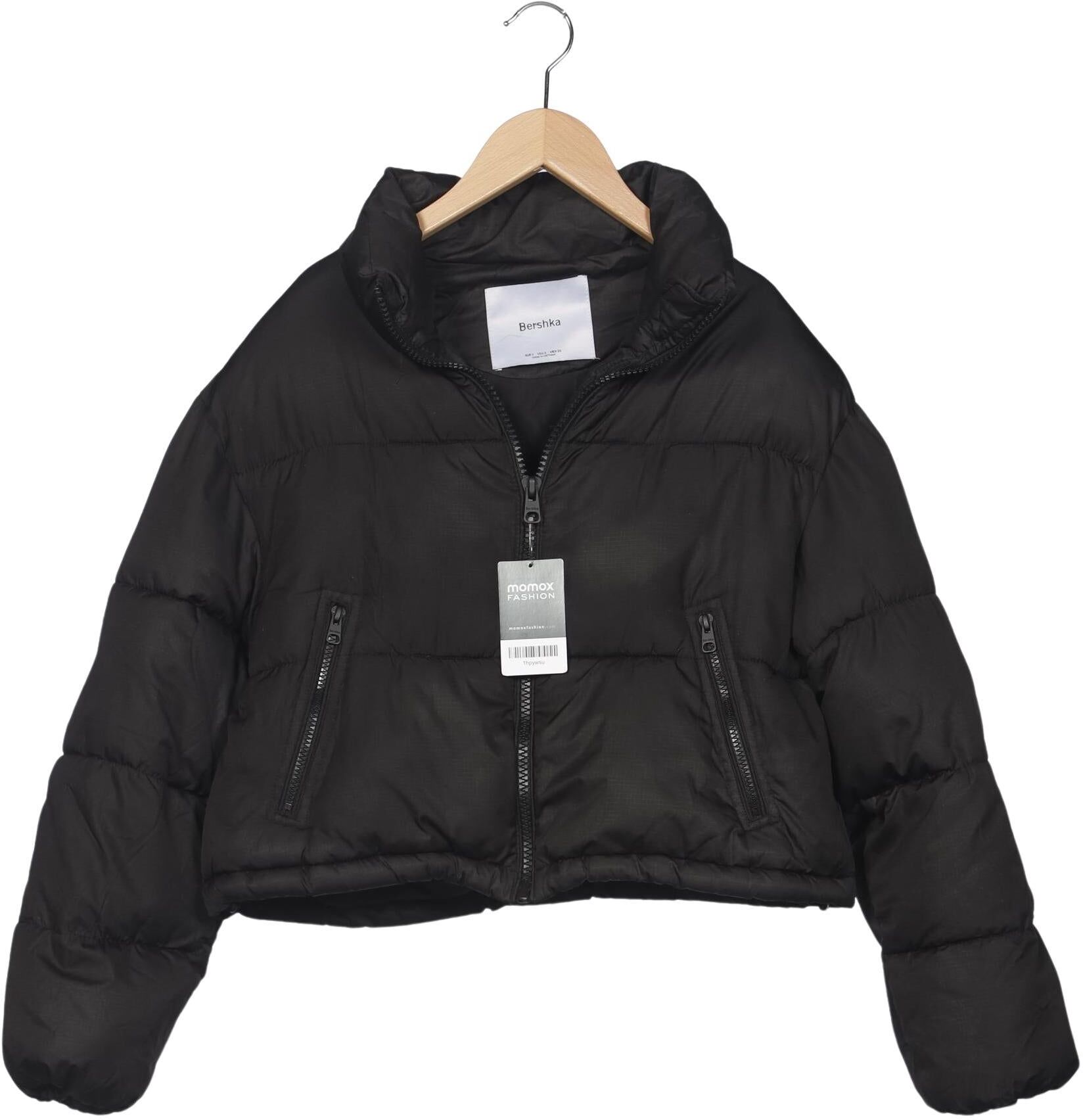 bershka Damen Jacke, Schwarz, Gr. S, Synthetik - Second Hand