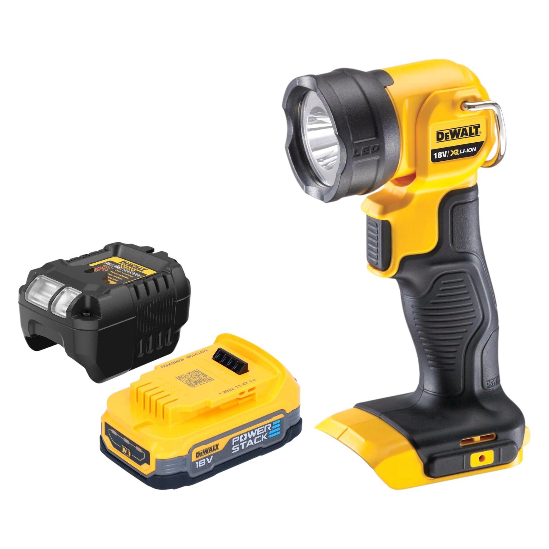 DeWalt DCL 040 E1 Akku LED Lampe 18 V 110 lm + 1x Powerstack Akku 1,7 Ah + Ladegerät (110 lm) (53943436)