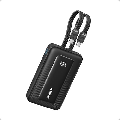 Anker Zolo Powerbank met geïntegreerde 2x USB-C kabel, 10000 mAh