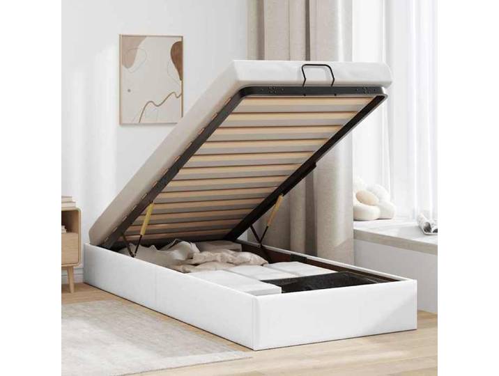 Cadre de lit ottoman sans matelas blanc 90x190 cm similicuir 3310775