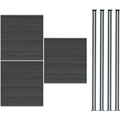 WPC Sichtschutzzaun x3 & LED Zaunpfosten x4 - Grau