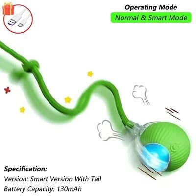 Uplifted Finds Smart Interactive Rolling Pet Ball With Tail green Tail Ball