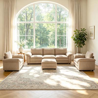 DREAMSIDEA 6-Piece Modular Living Room Set With Ottoman, Armchairs