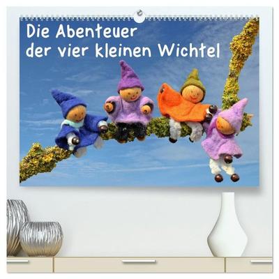 Die Abenteuer der vier kleinen Wichtel (hochwertiger Premium Wandkalender 2027 DIN A2 quer), Kunstdruck in Hochglanz