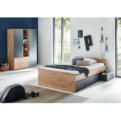 JUGENDZIMMER SET 3-tlg. Bett Kleiderschrank Bettkästen