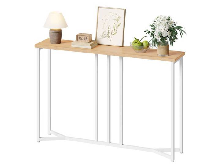 Balconera Ensemble de 2 consoles - Table console étroite de 100 cm - Couleur bois naturel et blanc
