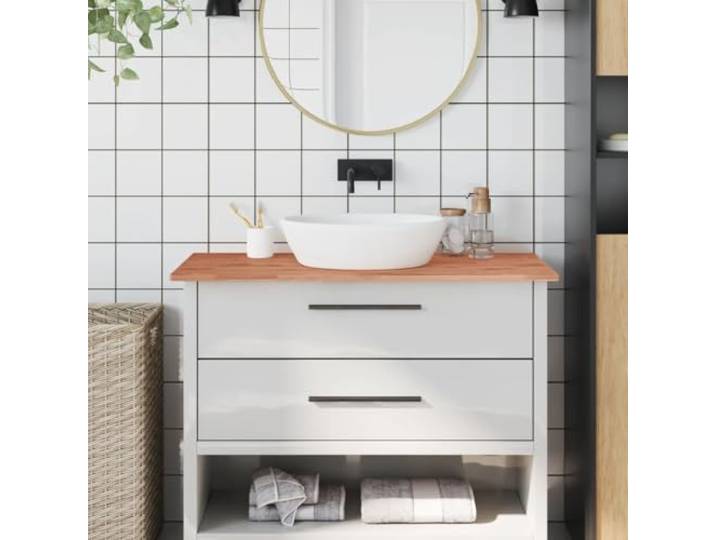 LPERTGFHU Waschtischplatte Massivholz Buche 100x60x1.5 cm Arbeitsplatte Echtholz, Abgerundete Ecken, Vielseitig einsetzbar