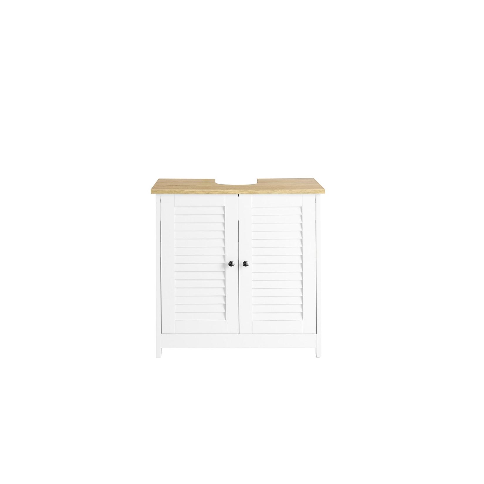 SoBuy Waschbeckenunterschrank mit 2 Türen Holzfarbe 60x35x58cm Rustikal