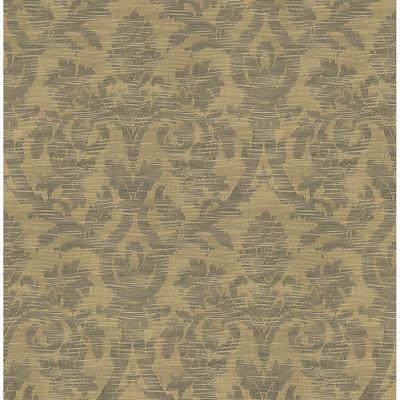 Seabrook Designs Beatrice Linen Damask Unpasted Wallpaper