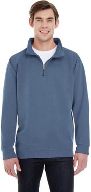 Comfort Colors 1580 Men's Garment-Dyed Quarter-Zip Sweatshirt in Blue Jean size XL   Cotton/Polyester Blend CC1580