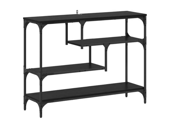 GPUTYGHN Konsolentisch Schwarz Eichen-Optik 100 x 30 x 75 cm Schmaler Flurtisch, Stahlrahmen, Holzwerkstoff, industrieller Look, platzsparend, Deko-Ablage