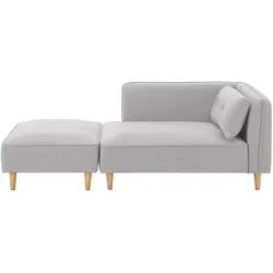 Sofa Fanny Hellgrau Leinenoptik mit Hocker