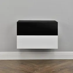 Wandregal Oslo 2er Set 46x30x15cm Weiß und Schwarz Hochglanz [en.casa]