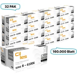 Falthandtücher 25x23cm, 2-lg, 32Pak, 160.000Blatt gesamt, 5.000Blatt/Pak, Recycling-PLUS Krepp, V-Falz, CIL-les Tissue, Series R