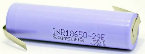 Samsung INR18650-29E ZLF Spezial-Akku 18650 Flat-Top, hochtemperaturfähig, Z-Lötfahne Li-Ion 3.6V 2900 mAh 1St.