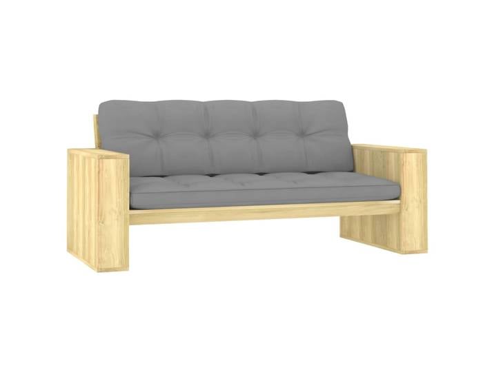 Banc de jardin avec coussins gris, 179 cm, banc de jardin en pin imprégné pour cour et loisirs, plusieurs couleurs disponibles