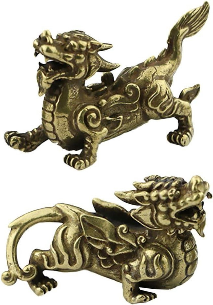 Cosensi Feng Shui Kylin Standbeeld Sleutelhanger in Chinese Stijl