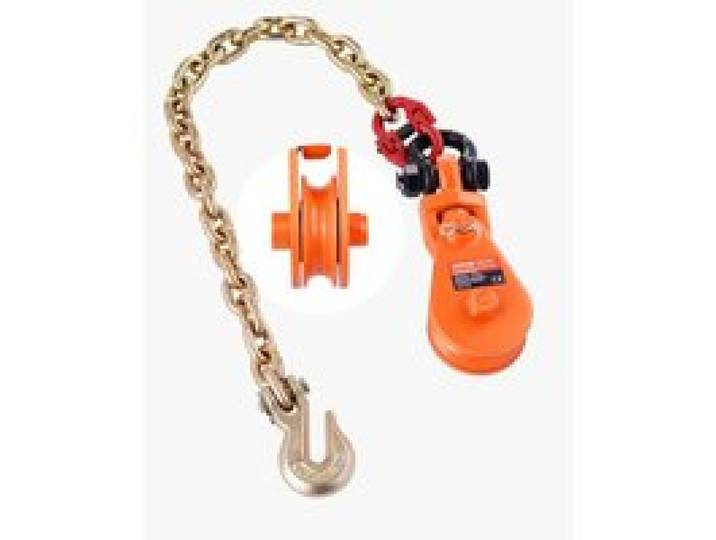 VEVOR Bloc d'arrachage avec chaîne G80, 2 T, poulie de mouflage 74 mm pour corde de 9,5 mm, pour applications de remorquage et de récupération à plat, dépanneuse à recul, câble de transport de voiture