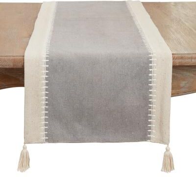 Saro Lifestyle Whipstitch Band Design Table Runner