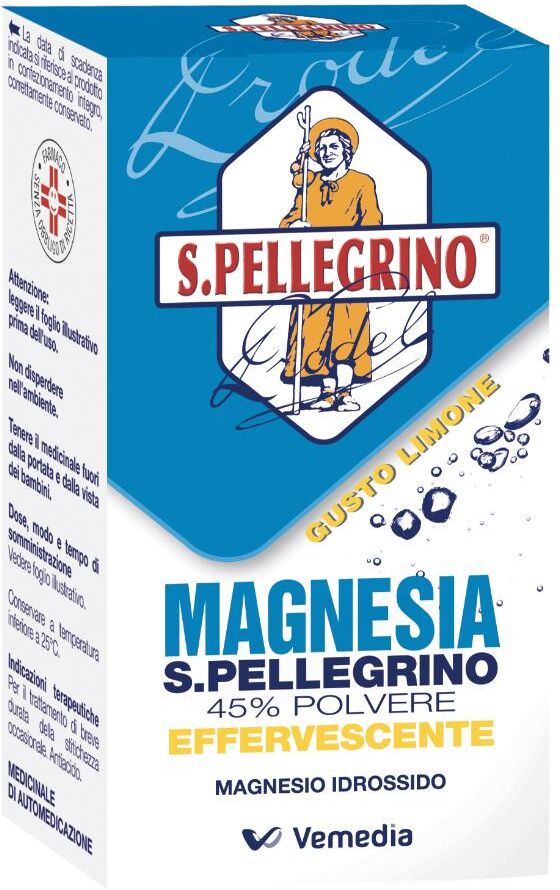 VEMEDIA MANUFACTURING B.V. Magnesia, S. Pellegrino 45% Polvere Effervescente Gusto Limone, 100 g