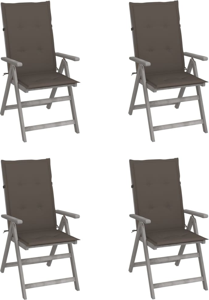 Hochlehner Verstellbar 4 Stk. mit Auflagen Massivholz Akazie
