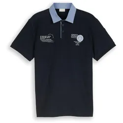 Tom Tailor Poloshirt mit Ottoman-Struktur - Herren - Gr. M - blau/print