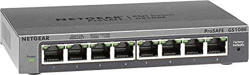 Netgear GS108E GS108Ev4 ProSafe Plus 8-Poorts Gigabit Ethernet Managed Switch Grijs