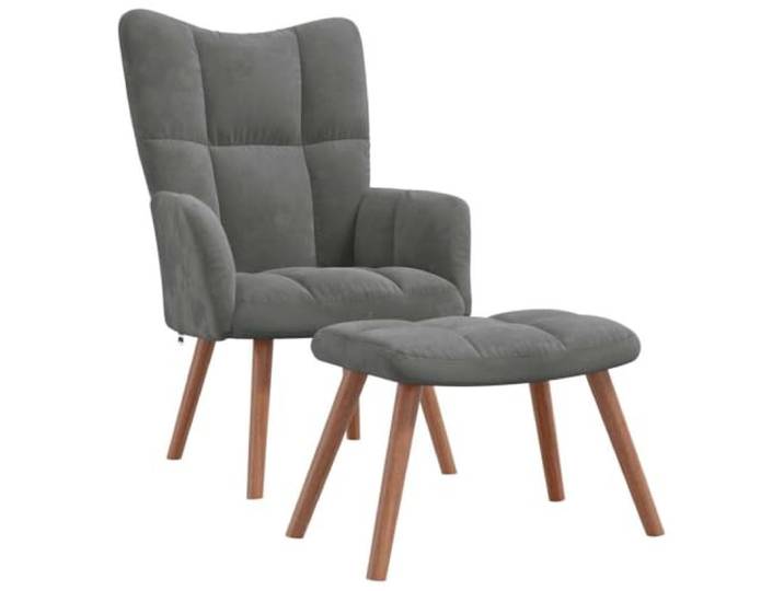 Tmriohed Relaxsessel mit Hocker Dunkelgrau Samt TV-Sessel Set Bequemer Samtsessel mit Fussablage und Schaumstoffpolsterung fuer Wohnzimmer oder Schlafzimmer.
