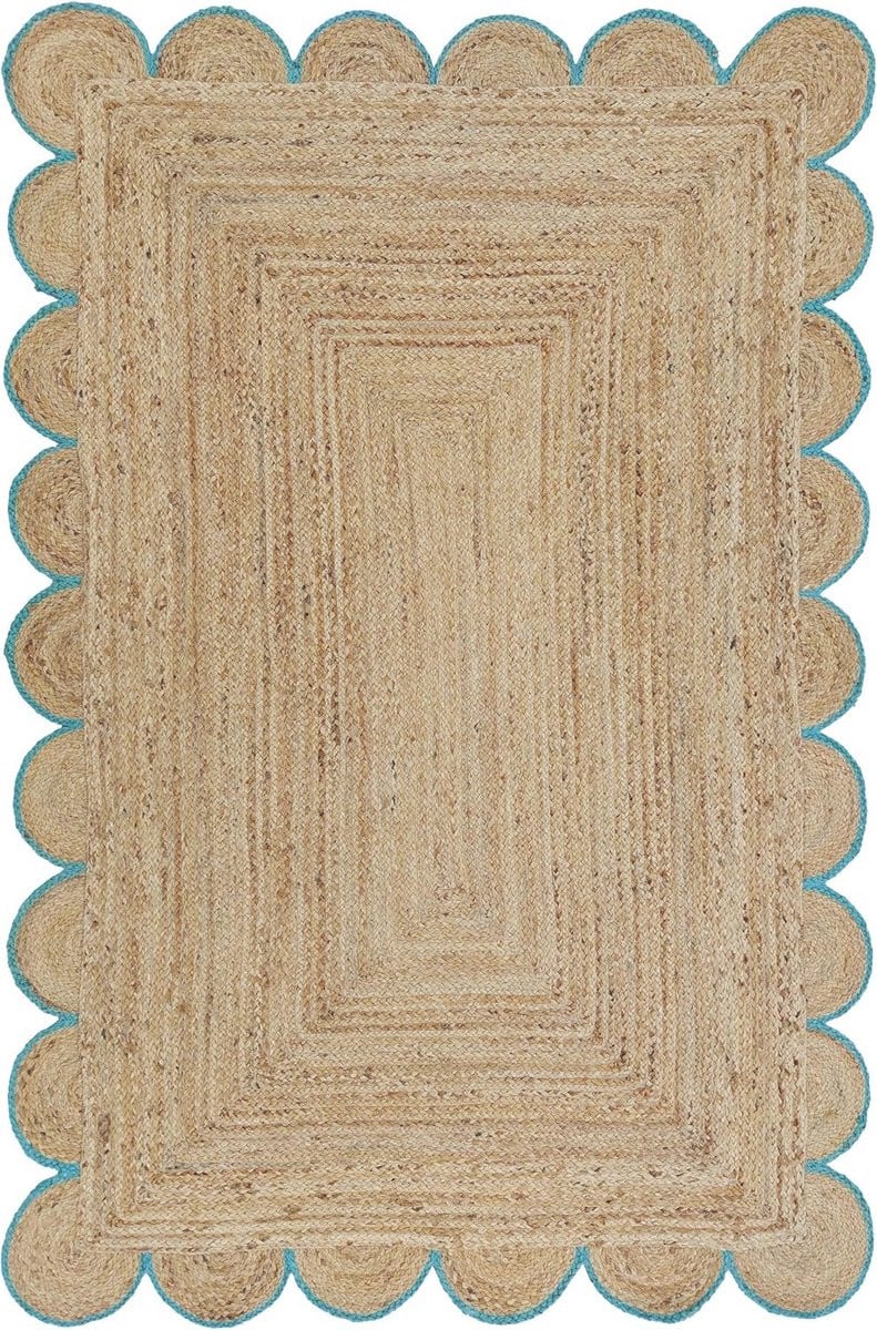 Vintage Jute Vloerkleed Patchwork Rechthoekig Groenblauw