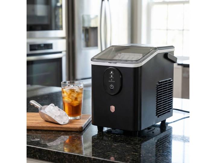 Eiswürfelmaschine, 0,8L Wassertank, 12kg Eis/24h, schwarz-roségold