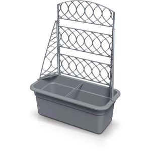 Prosperplast Bloma Pflanzkasten steingrau, 58 x 28,8 x 22,5 cm, Kunststoff, Rankgitter