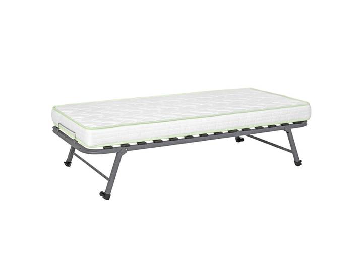 Pack sommier gigogne avec matelas metal gris 90x190 cm