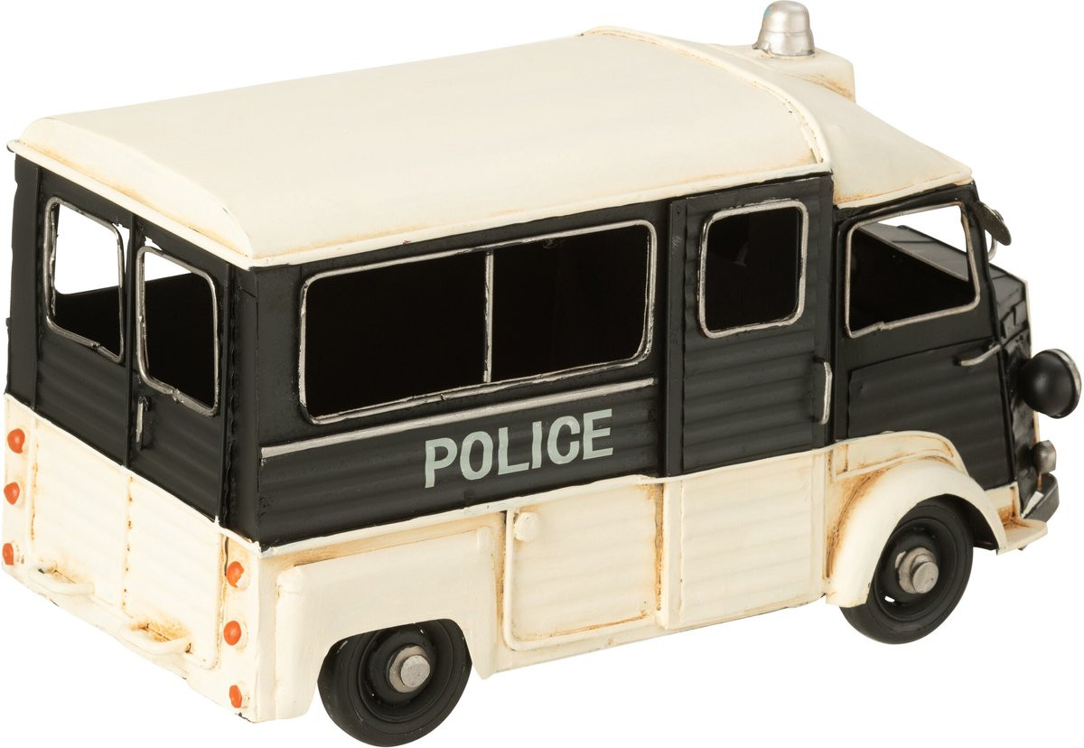 J-Line Decoratie Politiebus Antiek - Metaal - Zwart/Wit