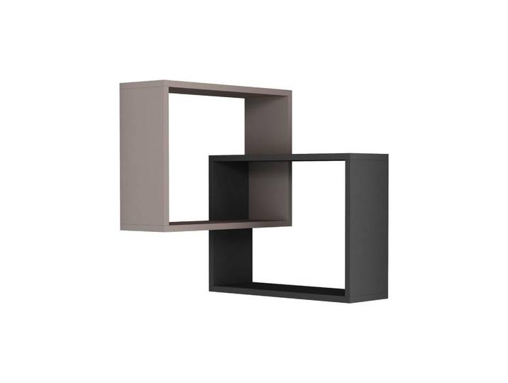 Calicosy Eckregal mit 2 Regalen, H68 cm - Ring, Taupe, 60x68x68 cm, Wohnzimmer, Regale, Bücherregale