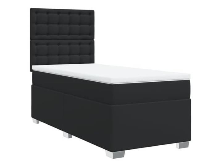 Makastle Boxspringbett mit Matratze Schwarz 100x200 cm Kunstleder-Bezug