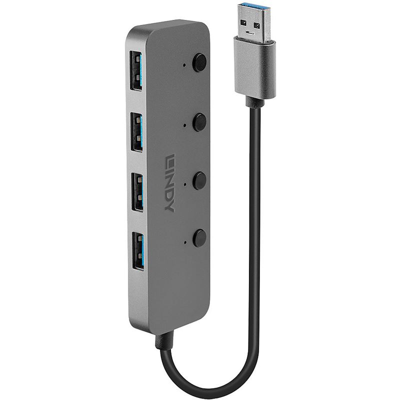 Lindy 4 Port USB 3.0 Hub mit Ein/Aussch Vier zusätzliche USB Ports - einzeln schaltbar