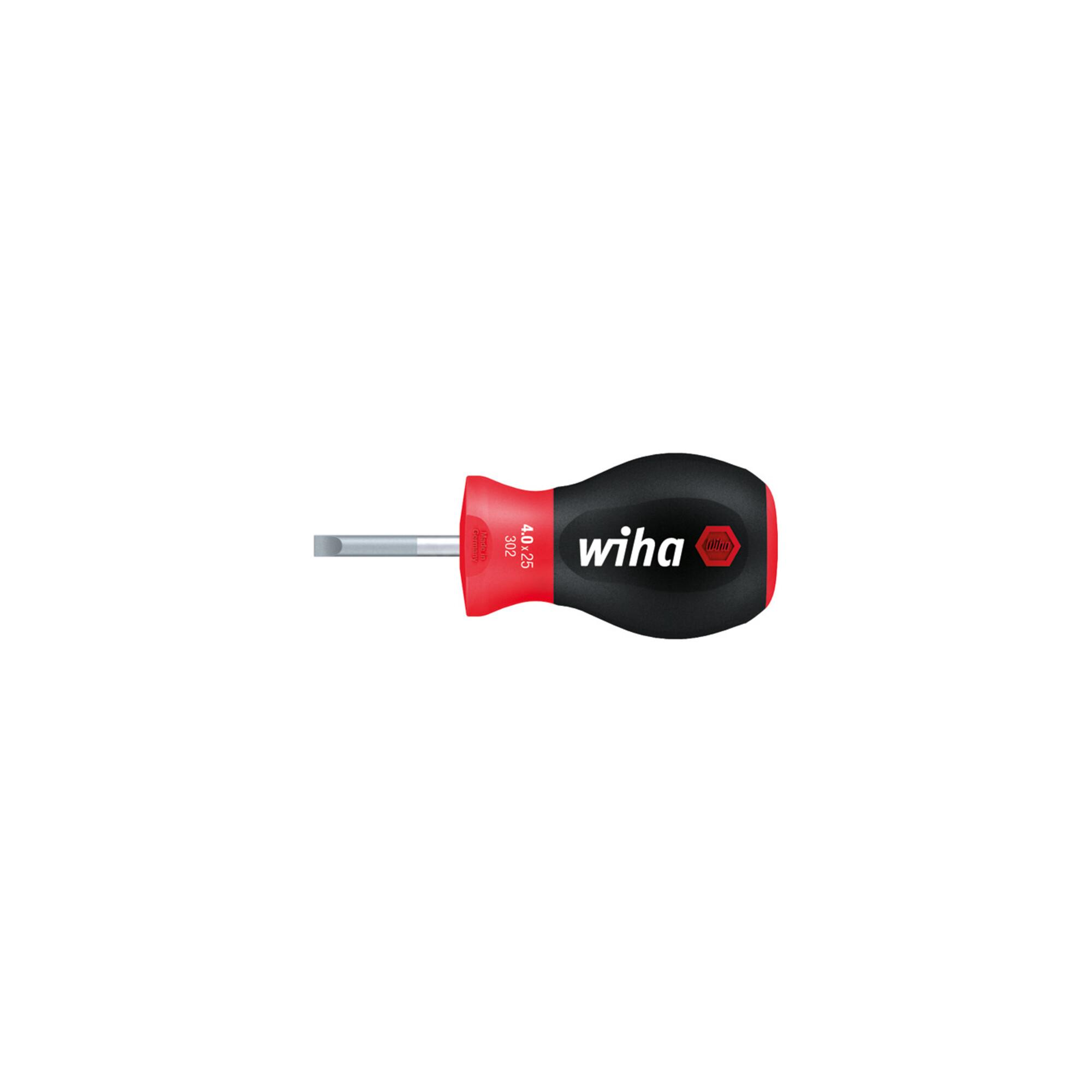 Wiha Schraubendreher SoftFinish® Schlitz mit kurzer Rundklinge, Stubby 5,5 mm x 25 mm (26965)