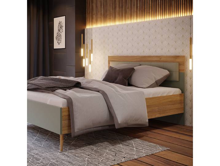 Lit simple 160 x 200cm Vert/Marron