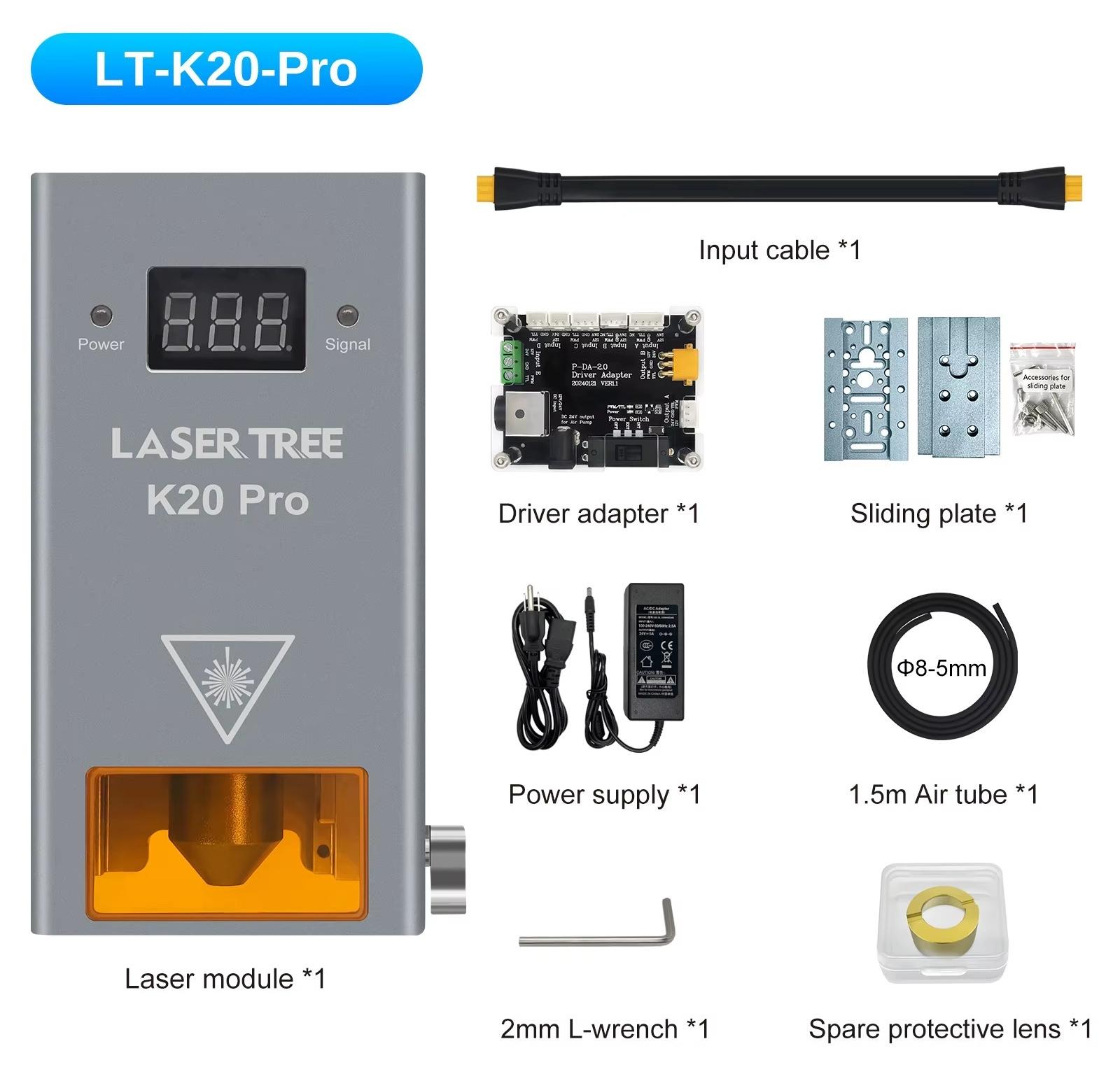 Laserkopf für CNC-Gravierer - LT-K20-Pro 20 W - 450 nm - TTL/PWM - Blaues Lasermodul - Holzschneiden - CE