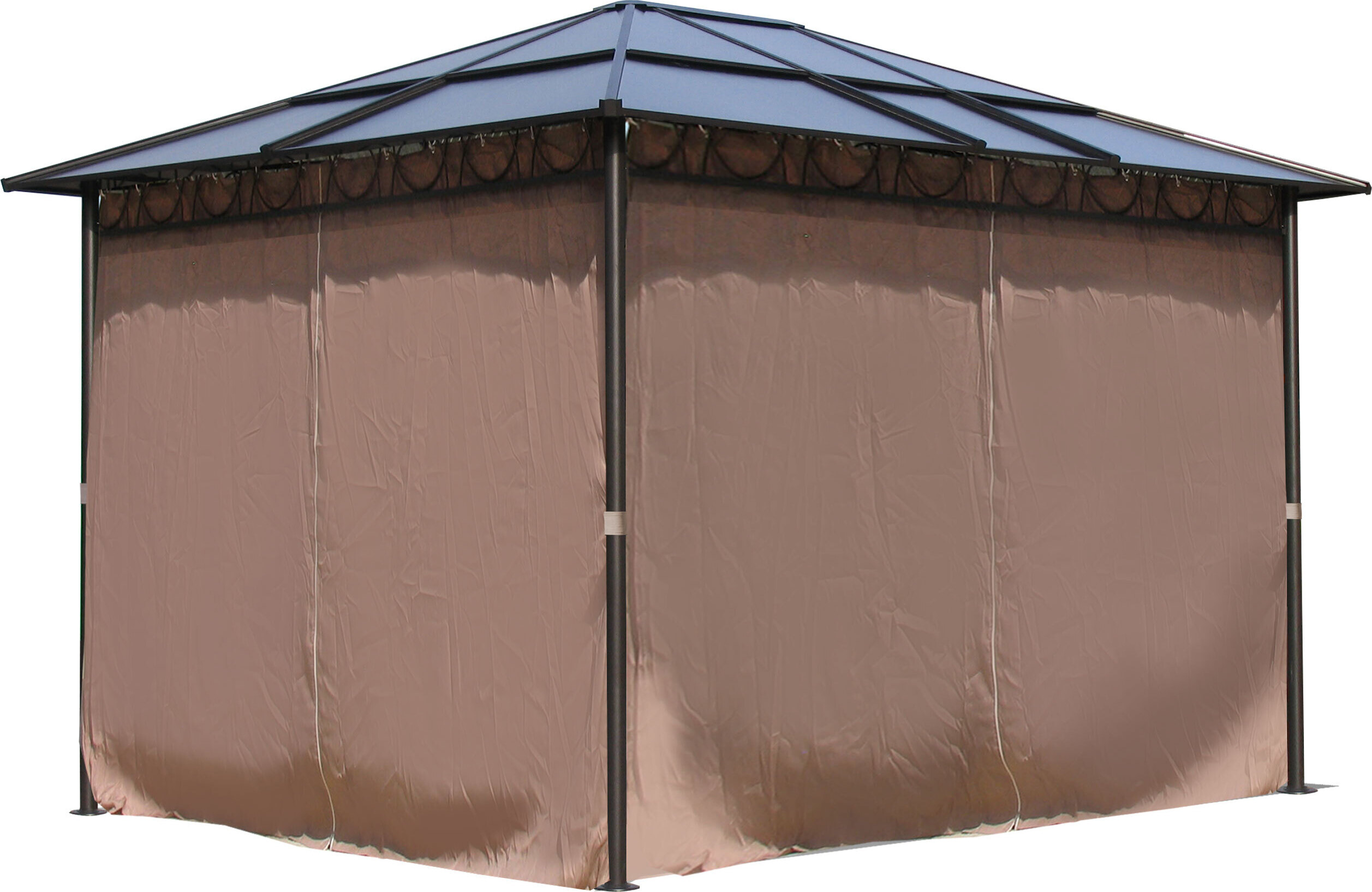 Metall Garten Hardtop Pavillon 3x3,6m mit 4 Seitenteilen Doppelstegplatten Polycarbonat