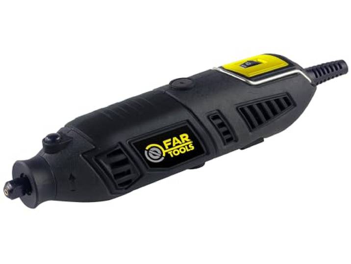 Fartools Mini meuleuse 170W avec poignée de maintien\, 126 accessoires dont support meuleuse et flexible\, vitesse variable 8000-35000tr/min\, changement rapide d'outil