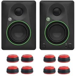 Mackie Studio-Monitore CR4.5BT mit Boxenfüsse Rot (Aktiv), Monitor Lautsprecher, Schwarz