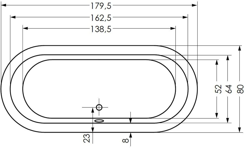 Repabad Livorno 180/80 Oval-Badewanne