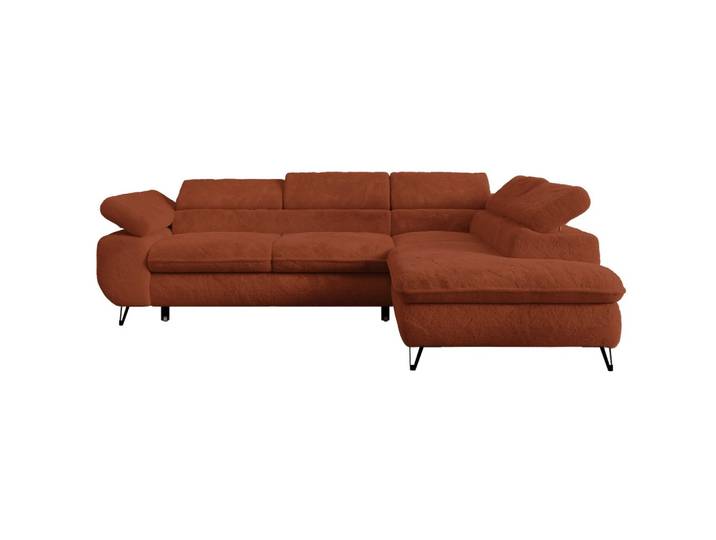 ECKSOFA PETER L Orange Plüsch - Rechts Seite