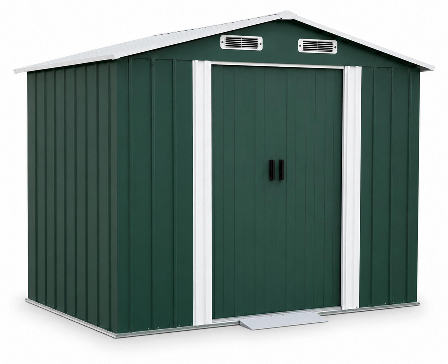 Aga Gartenhaus MR4052 - verzinkter Stahl, 4,1 m² - 236x206x174 cm - Doppelschiebetüren - Grün - robust & witterungsbeständig - für Gartengeräte