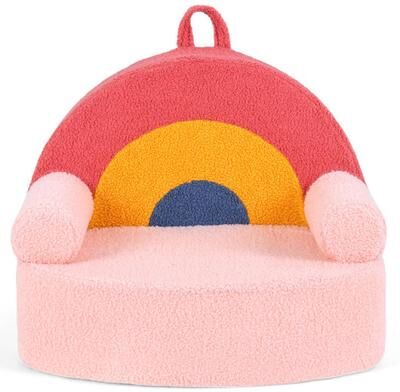 Costway Kids Sofa Toddler Foam Couch with Soft Fleece Fabric Cover-Red