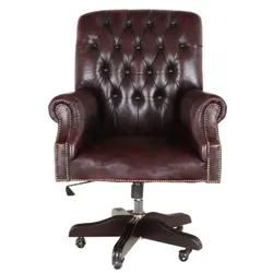 Bürostuhl Chesterfield Office Chair aus echtem Rindsleder New Red